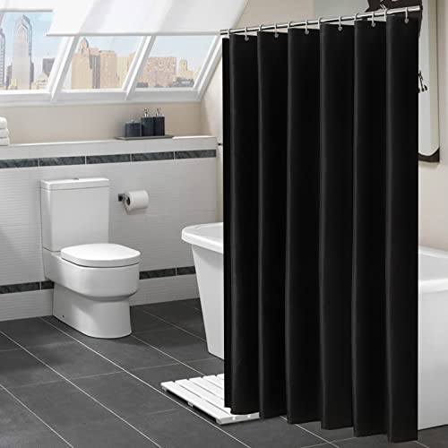 Beydodo Duschvorhang 80x180CM Antischimmel, Duschvorhänge für Badewannen Badvorhang Schwarz Einfarbig Duschvorhang Wasserdicht Polyester von Beydodo