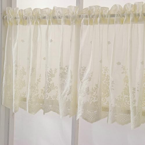Beydodo Gardine Kurz Fenster, Küchengardine Landhausstil 130x41CM Stickerei mit Blumen Motiv Bistrogardine Scheibengardine Halbtransparent, Beige 1 Stück Beydodo Gardine Kurz Fenster, Küchengardine Landhausstil 130x41CM Stickerei mit Blumen Motiv Bistrogardine Scheibengardine Halbtransparent, Beige 1 Stück von Beydodo