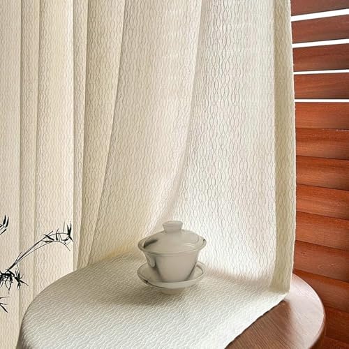 Beydodo Gardinen 2er Set mit Haken 107x214CM, Vorhänge Halbtransparent Beige Leinenoptik mit Streifen Texturiert Modern Gardinen Lichtdurchlässig Schiebevorhänge Wohnzimmer Schlafzimmer von Beydodo