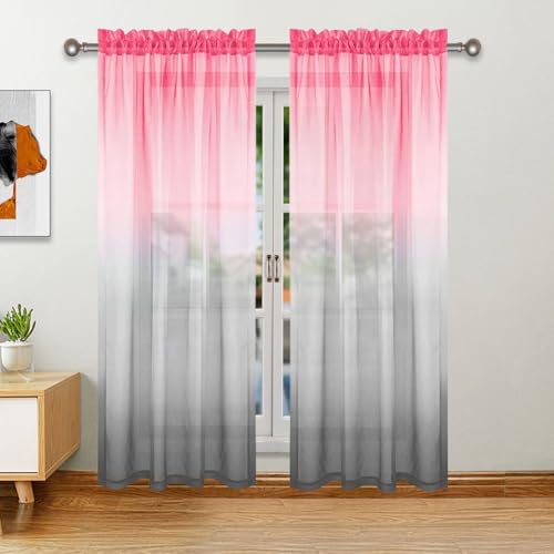 Beydodo Gardinen 2er Set mit Stangendurchzug 132x160CM, Vorhänge Halbtransparent Rosa Grau Farbverlauf Fenstergaze Modern Schiebevorhänge Gardinen Lichtdurchlässig Wohnzimmer Schlafzimmer Beydodo Gardinen 2er Set mit Stangendurchzug 132x160CM, Vorhänge Halbtransparent Rosa Grau Farbverlauf Fenstergaze Modern Schiebevorhänge Gardinen Lichtdurchlässig Wohnzimmer Schlafzimmer von Beydodo