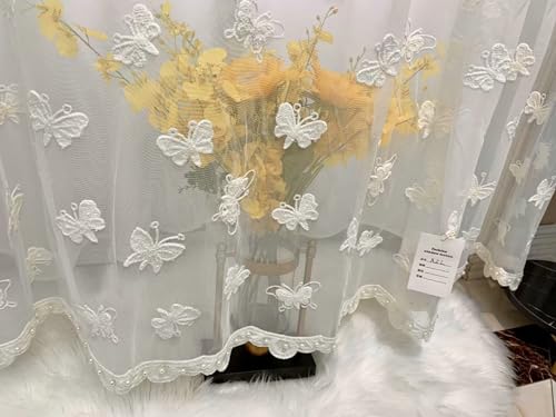 Beydodo Gardinen Halbtransparent für Schienensystem, Vorhänge Weiß 102x214CM 2er Set Haken Fenstergaze Stickerei mit Schmetterlinge Modern Gardinen Lichtdurchlässig für Küche Wohnzimmer Beydodo Gardinen Halbtransparent für Schienensystem, Vorhänge Weiß 102x214CM 2er Set Haken Fenstergaze Stickerei mit Schmetterlinge Modern Gardinen Lichtdurchlässig für Küche Wohnzimmer von Beydodo