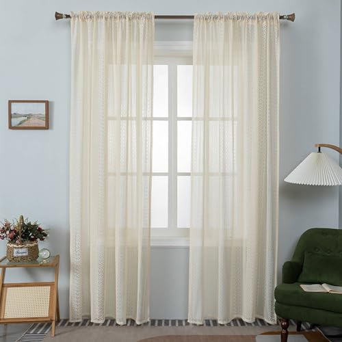Beydodo Gardinen Stangendurchzug Polyester, Vorhänge Schlafzimmer 2er Set Halbtransparent 132x244CM Spitze mit Geometrie Motiv Boho Vorhänge Beige Lichtdurchlässig Gardinenschals Wohnzimmer Beydodo Gardinen Stangendurchzug Polyester, Vorhänge Schlafzimmer 2er Set Halbtransparent 132x244CM Spitze mit Geometrie Motiv Boho Vorhänge Beige Lichtdurchlässig Gardinenschals Wohnzimmer von Beydodo