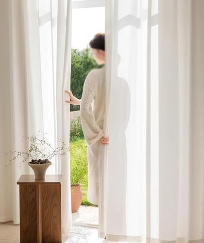 Beydodo Gardinen mit Haken Halbtransparent, Weiß Vorhänge 2er Set 137x214CM Fenstergaze Texturiert Modern Schiebevorhänge Gardinen Lichtdurchlässig Wohnzimmer Küche Kinderzimmer Beydodo Gardinen mit Haken Halbtransparent, Weiß Vorhänge 2er Set 137x214CM Fenstergaze Texturiert Modern Schiebevorhänge Gardinen Lichtdurchlässig Wohnzimmer Küche Kinderzimmer von Beydodo