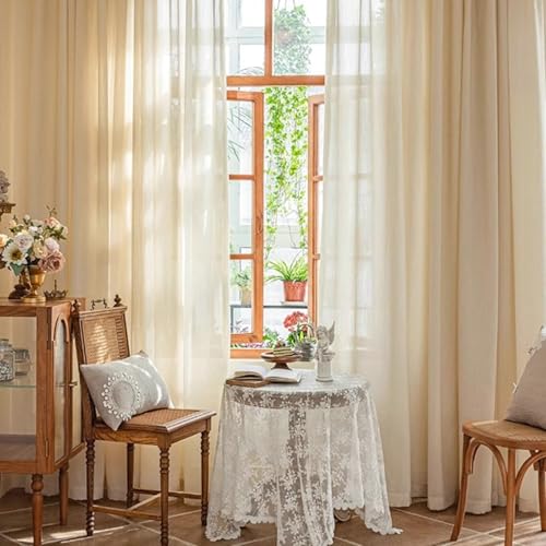 Beydodo Gardinen mit Ösen Halbtransparent, Creme Vorhänge 2er Set 137x214CM mit Blätter Texturiert Modern Gardinen Lichtdurchlässig Schiebevorhänge Wohnzimmer Küche Kinderzimmer Beydodo Gardinen mit Ösen Halbtransparent, Creme Vorhänge 2er Set 137x214CM mit Blätter Texturiert Modern Gardinen Lichtdurchlässig Schiebevorhänge Wohnzimmer Küche Kinderzimmer von Beydodo