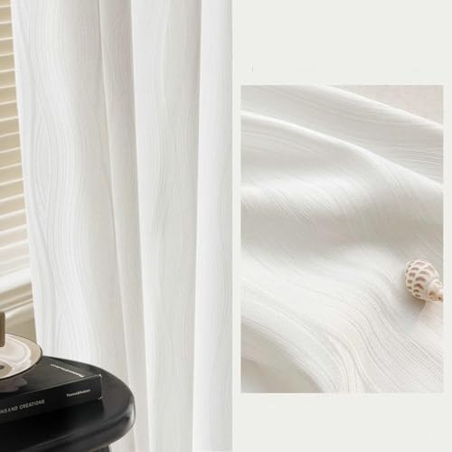 Beydodo Halbtransparente Vorhänge mit Haken, Gardinen 102x244CM 2er Set Weiß Fenstergaze mit Streifen Texturiert Modern Gardinen Lichtdurchlässig Schiebevorhänge für Wohnzimmer Schlafzimmer Küche Beydodo Halbtransparente Vorhänge mit Haken, Gardinen 102x244CM 2er Set Weiß Fenstergaze mit Streifen Texturiert Modern Gardinen Lichtdurchlässig Schiebevorhänge für Wohnzimmer Schlafzimmer Küche von Beydodo