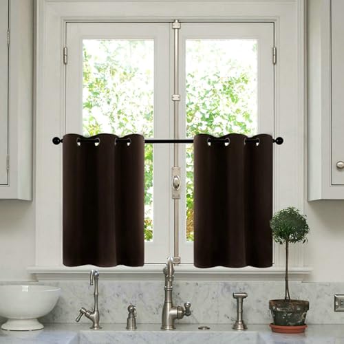 Beydodo Küchengardinen Kurz Fenster, Scheibengardinen Blickdicht 63.5x76CM Uni Vorhänge Dunkelbraun mit Ösen Bistrogardinen 2er Set Modern Beydodo Küchengardinen Kurz Fenster, Scheibengardinen Blickdicht 63.5x76CM Uni Vorhänge Dunkelbraun mit Ösen Bistrogardinen 2er Set Modern von Beydodo