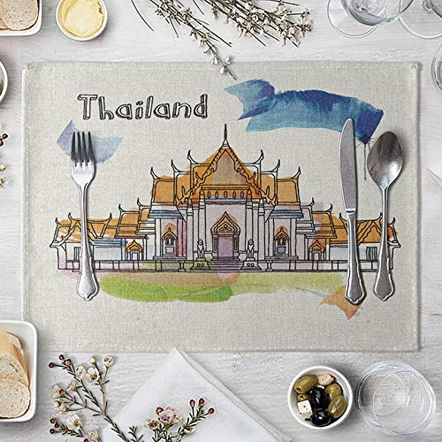 Beydodo Platzdeckchen 4er Set rutschfest 40x30CM, Tischsets Stoff Waschbar Thailand Wahrzeichen von Beydodo