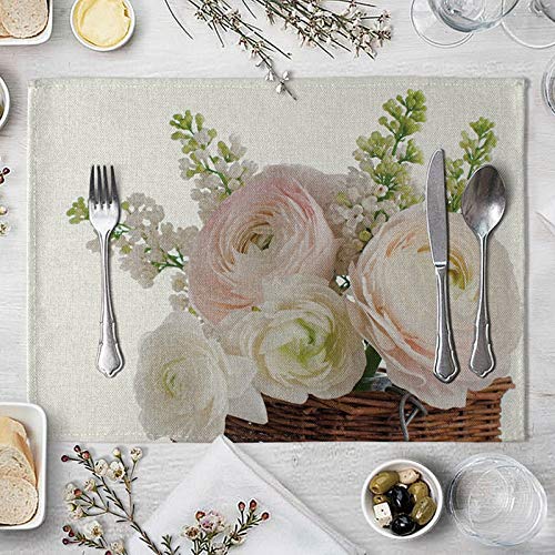 Beydodo Platzdeckchen Abwaschbar Stoff, Rose Tischset rutschfest 2er Set 40x30CM von Beydodo