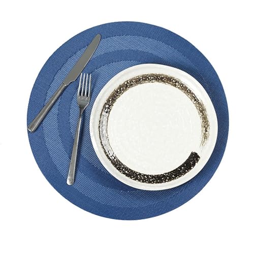 Beydodo Platzdeckchen Rund 38 Blau, Tischsets Abwaschbar Gewebt Gestreift Platzsets Waschbar 2er Set PVC von Beydodo