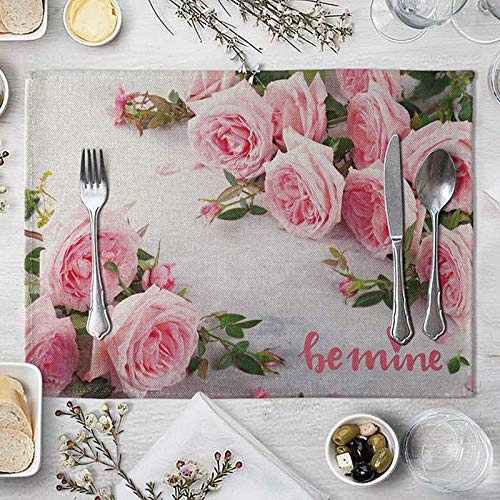 Beydodo Platzdeckchen Stoff 4er Set 40x30CM, Rosen Tischsets Abwaschbar rutschfest Beydodo Platzdeckchen Stoff 4er Set 40x30CM, Rosen Tischsets Abwaschbar rutschfest von Beydodo