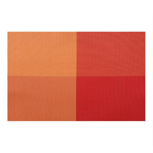 Beydodo Platzdeckchen Waschbar PVC, Tischsets Platzsets 2er Set Kariert Muster Farbverlauf Platzset Tischset Rechteckig 45x30 Rot für Küche Speisetisch von Beydodo