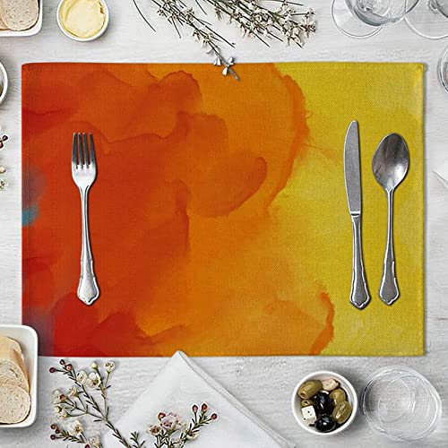 Beydodo Platzset Abwaschbar Baumwolle 42x32, Tischset 4er Set Orange Gelb Platzdeckchen Baumwolle für Glastisch Esstisch Beydodo Platzset Abwaschbar Baumwolle 42x32, Tischset 4er Set Orange Gelb Platzdeckchen Baumwolle für Glastisch Esstisch von Beydodo