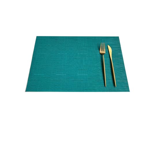 Beydodo Platzset Rechteckig 45x30, Tischsets Abwaschbar 6er Set Gewebt Textur Platzdeckchen Waschbar PVC Blaugrün für Küche Speisetisch von Beydodo