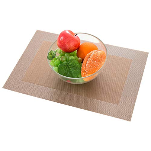 Beydodo Platzset Tischsets PVC 6er Set, Rechteck Roségold Platzdeckchen Abwaschbar Antirutsch 45x30CM von Beydodo