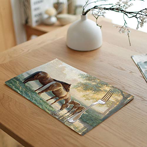 Beydodo Platzset rutschfest Platzdeckchen Abwaschbar Wald Pferde und Fluss, Tischset 4er Set Stoff 45x32CM Beydodo Platzset rutschfest Platzdeckchen Abwaschbar Wald Pferde und Fluss, Tischset 4er Set Stoff 45x32CM von Beydodo