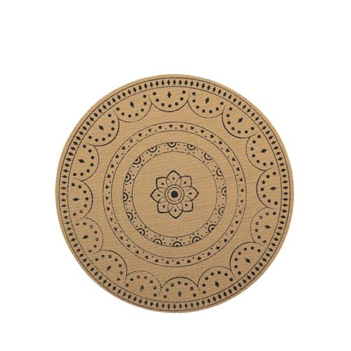 Beydodo Platzsets Rund 6er Set Schwarz, Tischsets Abwaschbar 38 Mandala Platzdeckchen PVC Boho für Küche Speisetisch von Beydodo