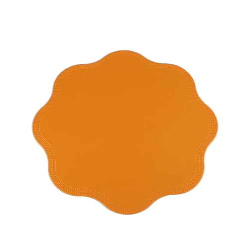 Beydodo Platzsets Waschbar 6er Set, Tischsets Abwaschbar Aesthetic Blumen Platzdeckchen PVC Nordisch 38 Orange von Beydodo