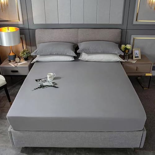 Beydodo Spannleintuch 180x220 Grau, Spannbettlaken Boxspringbett Einfarbig Spannleintuch Mikrofaser rutschfest (1 Stück, ohne Kissenbezüge) von Beydodo