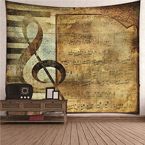 Beydodo Tapisserie Vorhang, Wandteppich Nordisch Musik Noten Wandbehang Wohnzimmer 240X220CM von Beydodo