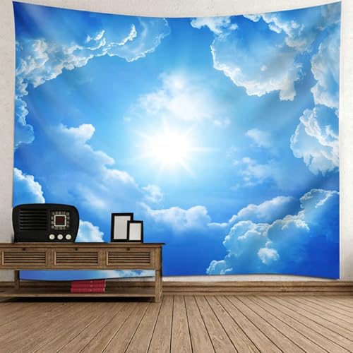 Beydodo Tapisserie Wandbehang Fenster 240x220CM, Wandteppich Natur mit Sonnenschein Blauer Himmel Muster Wandvorhang Motiv Wanddeko für Schlafzimmer Wohnzimmer Wohnheim von Beydodo