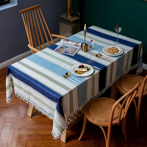 Beydodo Tischdecke 110x170CM, Tischtuch Outdoor Rechteckig mit Streifen Motiv Nordisch Tischdecken Abwaschbar für Draußen Garten Party von Beydodo