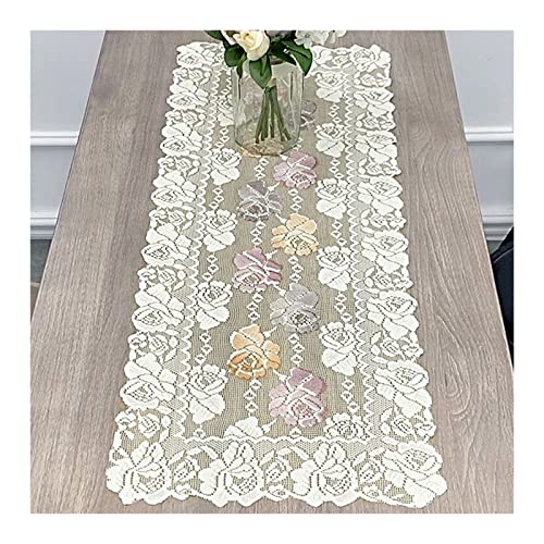 Beydodo Tischläufer Beige Polyester, Tischläufer 38x90 Spitze mit Blumen Muster Tischläufer Modern für Hochzeit Küche Esstisch Wohnzimmertisch von Beydodo