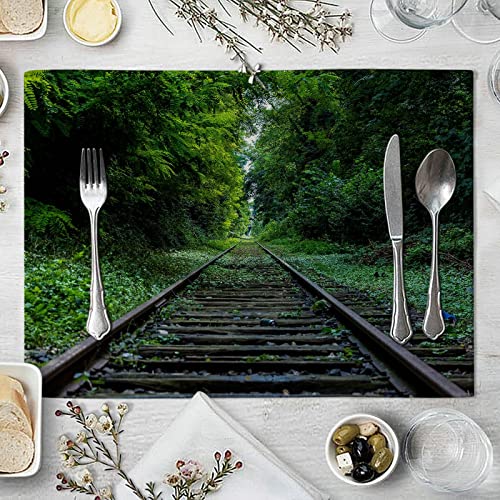 Beydodo Tischsets 6er Set, Platzdeckchen Waschbar Baumwolle 42x32 Eisenbahn im Wald Muster Platzset für Esstisch Holztisch Glastisch Beydodo Tischsets 6er Set, Platzdeckchen Waschbar Baumwolle 42x32 Eisenbahn im Wald Muster Platzset für Esstisch Holztisch Glastisch von Beydodo