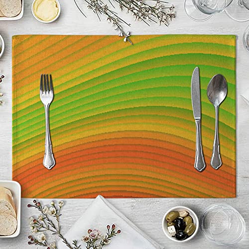 Beydodo Tischsets Baumwolle Waschbar, Platzdeckchen 2er Set 42x32 Grün Orange Gelb Streifen Muster Platzset rutschfest für Runde Tische Beydodo Tischsets Baumwolle Waschbar, Platzdeckchen 2er Set 42x32 Grün Orange Gelb Streifen Muster Platzset rutschfest für Runde Tische von Beydodo
