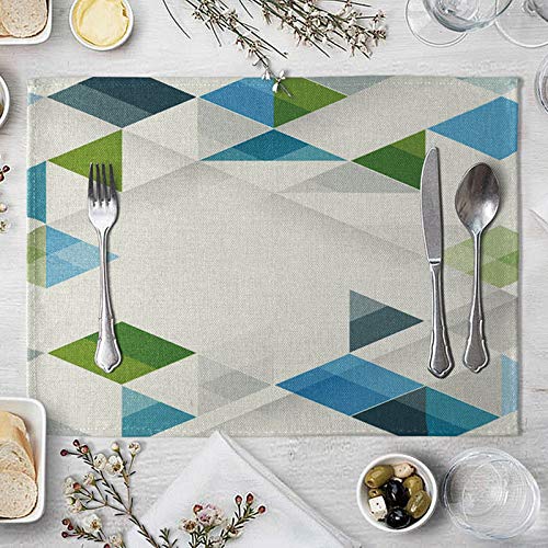 Beydodo Tischsets Stoff Waschbar, Geometrie Muster Platzdeckchen 4er Set rutschfest 40x30CM von Beydodo