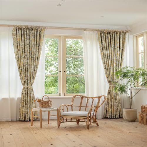 Beydodo Verdunklungsvorhänge mit Haken 137x244CM, Gardinen Blickdicht 2er Set Gelb Gedruckt mit Blätter Muster Modern Schiebevorhänge Kinderzimmer Schlafzimmer Beydodo Verdunklungsvorhänge mit Haken 137x244CM, Gardinen Blickdicht 2er Set Gelb Gedruckt mit Blätter Muster Modern Schiebevorhänge Kinderzimmer Schlafzimmer von Beydodo