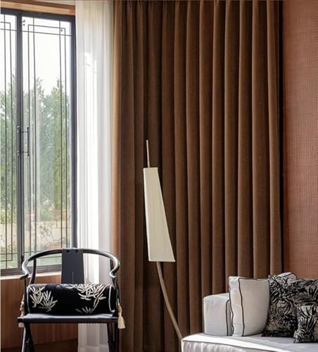 Beydodo Verdunklungsvorhänge mit Ösen 86x214CM, Gardinen Blickdicht 2er Set Dunkelbraun Einfarbig Texturiert mit Fischgrätmuster Modern Ösenvorhänge Schiebevorhänge Kinderzimmer Schlafzimmer von Beydodo