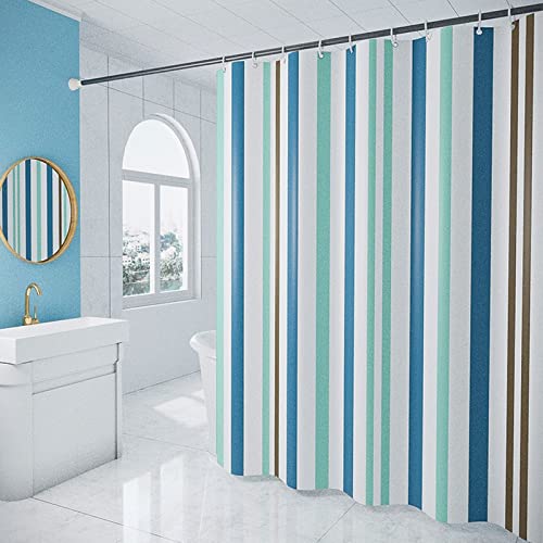 Beydodo Very Long Shower Curtains, Polyester Bathroom Shower Curtain 200 x 280 Shower Curtain Decorated Multicolor Stripes Pattern von Beydodo