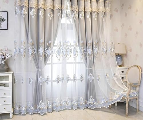 Beydodo Vorhänge Blickdicht 2er Set 107x160CM, Verdunklungsvorhänge Haken Grau Doppellagig Weiß Fenstergaze Stickerei mit Vintage Blumen Muster Schiebevorhänge Gardinen Schlafzimmer Kinderzimmer Beydodo Vorhänge Blickdicht 2er Set 107x160CM, Verdunklungsvorhänge Haken Grau Doppellagig Weiß Fenstergaze Stickerei mit Vintage Blumen Muster Schiebevorhänge Gardinen Schlafzimmer Kinderzimmer von Beydodo