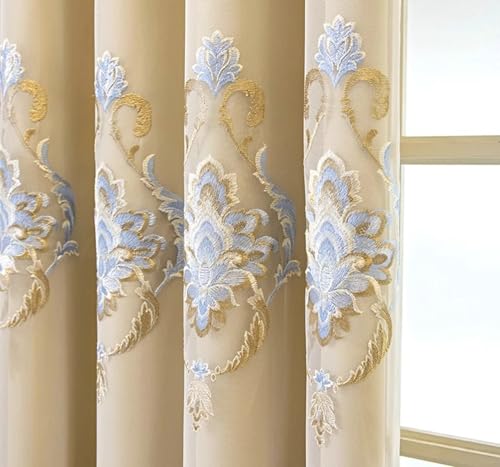 Beydodo Vorhänge Blickdicht mit Ösen, Gardinen Verdunklung 2er Set 132x274CM Beige Doppellagig Weiß Fenstergaze Stickerei mit Vintage Blumen Muster Schiebevorhänge Kinderzimmer Schlafzimmer Beydodo Vorhänge Blickdicht mit Ösen, Gardinen Verdunklung 2er Set 132x274CM Beige Doppellagig Weiß Fenstergaze Stickerei mit Vintage Blumen Muster Schiebevorhänge Kinderzimmer Schlafzimmer von Beydodo