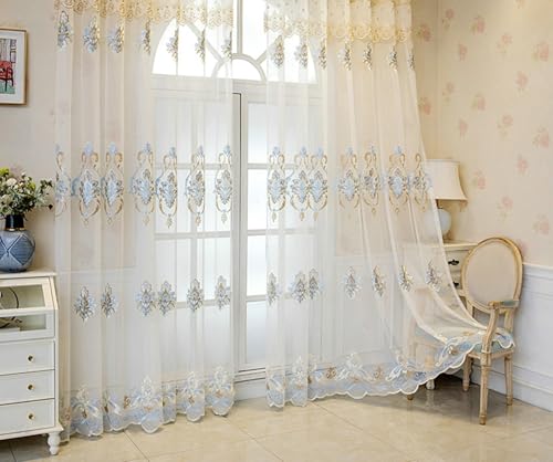 Beydodo Vorhänge Halbtransparent mit Haken 2er Set 107x160CM, Gardinen Küche Lichtdurchlässig Weiß Fenstergaze Stickerei mit Vintage Blumen Muster Nordisch Schiebevorhänge Wohnzimmer Schlafzimmer Beydodo Vorhänge Halbtransparent mit Haken 2er Set 107x160CM, Gardinen Küche Lichtdurchlässig Weiß Fenstergaze Stickerei mit Vintage Blumen Muster Nordisch Schiebevorhänge Wohnzimmer Schlafzimmer von Beydodo