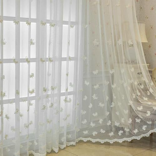 Beydodo Vorhänge Halbtransparent mit Haken 2er Set 137x214CM, Gardinen Küche Lichtdurchlässig Weiß Fenstergaze Stickerei mit Schmetterlinge Modern Schiebevorhänge Gardinen Wohnzimmer Schlafzimmer Beydodo Vorhänge Halbtransparent mit Haken 2er Set 137x214CM, Gardinen Küche Lichtdurchlässig Weiß Fenstergaze Stickerei mit Schmetterlinge Modern Schiebevorhänge Gardinen Wohnzimmer Schlafzimmer von Beydodo