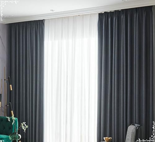 Beydodo Vorhänge Lichtdurchlässig mit Haken, Gardinen Wohnzimmer 2er Set Grau Modern Einfarbig 137x274CM Gardinen Baumwolle Halbtransparent Schlafzimmer Küche von Beydodo