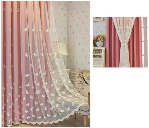 Beydodo Vorhänge Verdunkelung mit Haken, Blickdichte Gardinen 2er Set 102x160CM Rosa Doppellagig Weiß Fenstergaze Stickerei mit Schmetterlinge Schiebevorhänge Jugendzimmer Beydodo Vorhänge Verdunkelung mit Haken, Blickdichte Gardinen 2er Set 102x160CM Rosa Doppellagig Weiß Fenstergaze Stickerei mit Schmetterlinge Schiebevorhänge Jugendzimmer von Beydodo
