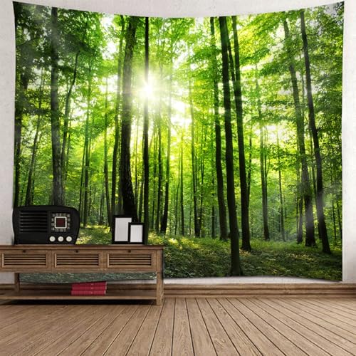 Beydodo Wandbehang Groß 350x256CM, Wandteppich Grün Wald Wandvorhang Motiv Natur Wandteppich Aesthetic Wanddeko für Schlafzimmer Wohnzimmer Wohnheim von Beydodo