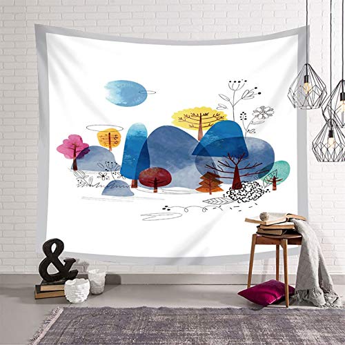 Beydodo Wandbehang Tapisserie, Wandteppich Modern 350x256CM Karikatur Wald Tapisserie Wandbehang Schlafzimmer Wohnzimmer von Beydodo