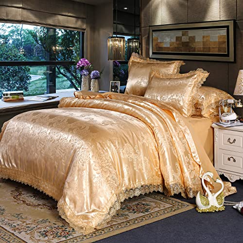 Beyeutao Luxury Lace Jacquard Duvet Cover Set Elegant Bedding Set 3 Piece Quilt Set Fabric Quilt Cover Pillowcases. (220x240cm+2x80x80cm, Gray) von Beyeutao