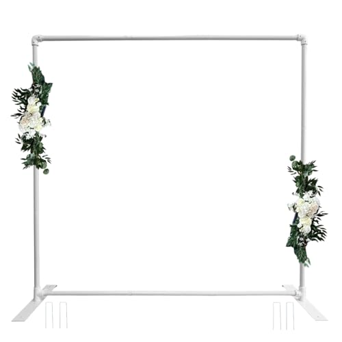 Beyeutao Metallbogen-Hintergrundständer, quadratisch, Hochzeits-Hintergrundständer mit Sockel, verstellbarer Ballonständer, 220 x 220 cm, Hochzeitsbogen-Rahmen für Zeremonie, Fotokabine, Hochzeit von Beyeutao
