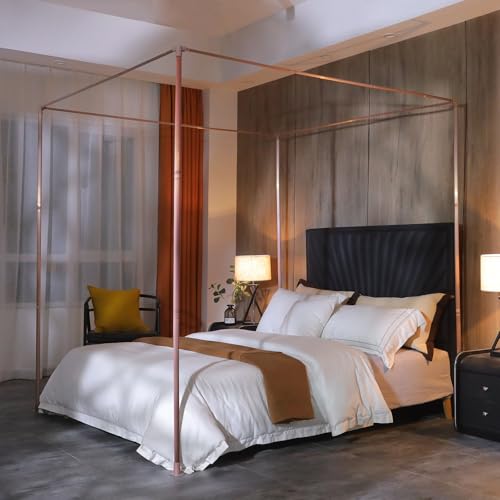 Beyeutao Roségold Betthimmel Rahmen 150 x 200 cm Aluminiumlegierung Mückennetz Rahmen Baldachin Rahmen Bed Canopy Frame Vier Poster Bettrahmen Betthimmel Rahmen Betthimmel Pole Schrauben Design. von Beyeutao