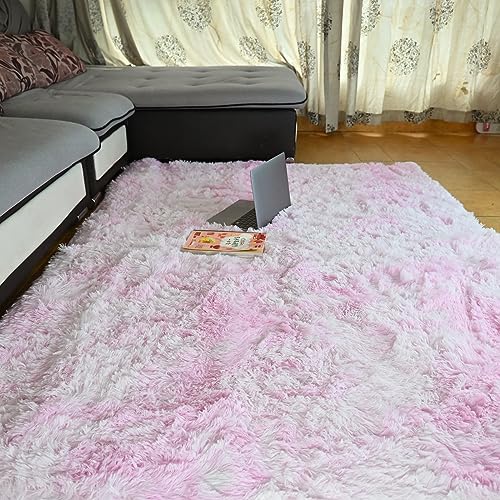 Beyeutao Hochflor Teppich 120x160cm Wohnzimmer Teppiche Pink Living Room Rug Hellrosa Teppich Shaggy Teppich für Wohnzimmer Schlafzimmer Teppiche Play Rug Outdoor Carpet. von Beyeutao