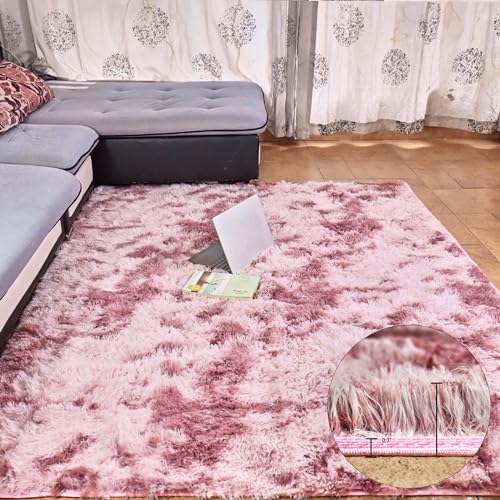 Beyeutao Rosa Lila Hochflor Teppich 120x160cm Wohnzimmer Teppiche Living Room Rug Teppich Shaggy Teppich für Wohnzimmer Schlafzimmer Teppiche Play Rug Outdoor Carpet. von Beyeutao