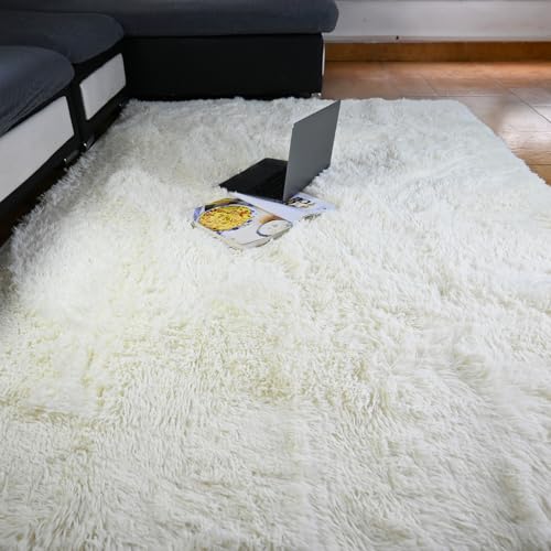 Beyeutao Area Teppich Weiß Fluffy Living Teppich 140 x 200 cm Soft Indoor Modern Fluffy Wohnzimmer Teppiche für Mädchen Schlafzimmer Home Decor Kinderzimmer Teppich. von Beyeutao