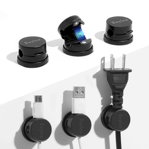 Beylce 6 Stück Kabelhalter Selbstklebend, Kabelclips Magnetisch Organizer, Cable Holder für Schreibtisch, Nachttisch, Ladekabel, Hdmi, Usb, Audio-Kabel, BüRo, Haus, Weiß von Beylce
