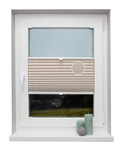 Plissee auf Maß Thermo für alle Fenster Montage in der Glasleiste Blickdicht mit Spannschuh Sonnenschutzrollo Creme Breite: 51-60 cm, Höhe: 40-100 cm von Beyond Drape
