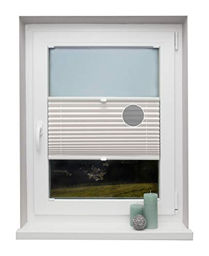 Plissee auf Maß Thermo für alle Fenster Montage in der Glasleiste Blickdicht mit Spannschuh Sonnenschutzrollo Cremeweiß Breite: 30-40 cm, Höhe: 151-200 cm von Beyond Drape