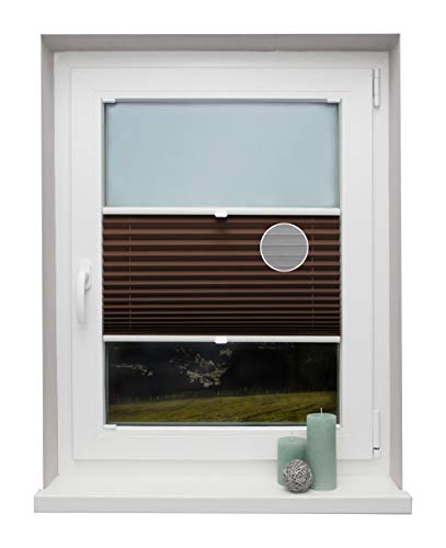 Plissee auf Maß Thermo für alle Fenster Montage in der Glasleiste Blickdicht mit Spannschuh Sonnenschutzrollo Dunkelbraun Breite: 61-70 cm, Höhe: 101-150 cm von Beyond Drape